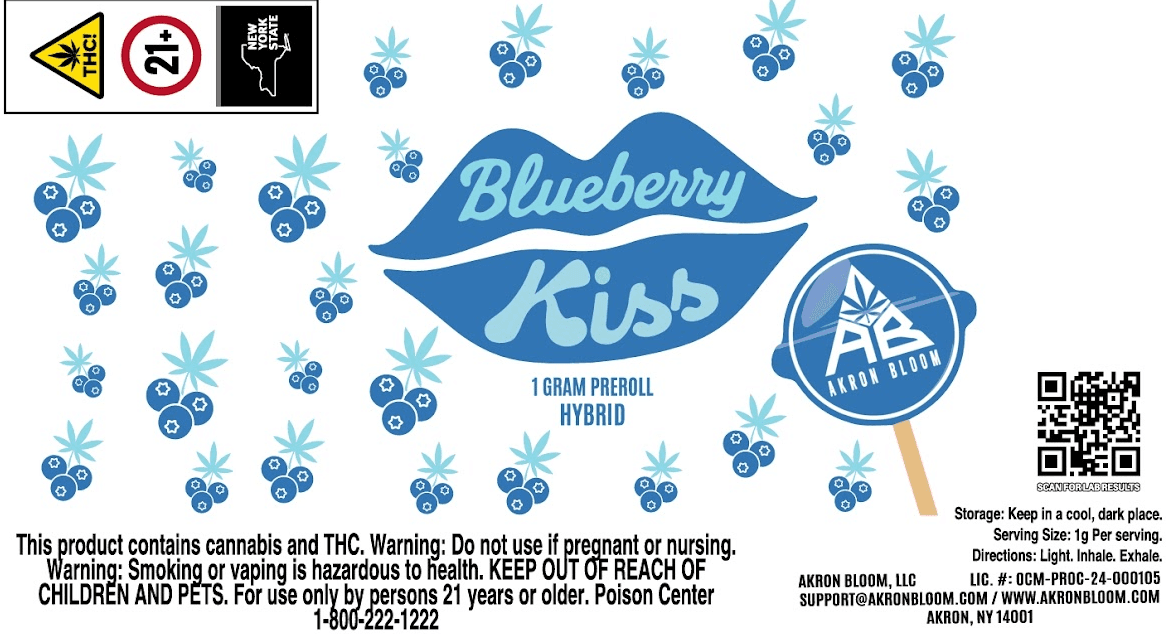 Akron Bloom | Blueberry Kiss | 1g Pre-roll (Hybrid)