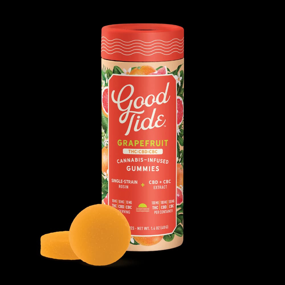 Good Tide | Grapefruit / Blissful | 10mg  1:1:1 THC-CBD-CBC Live Rosin Gummies 10pk