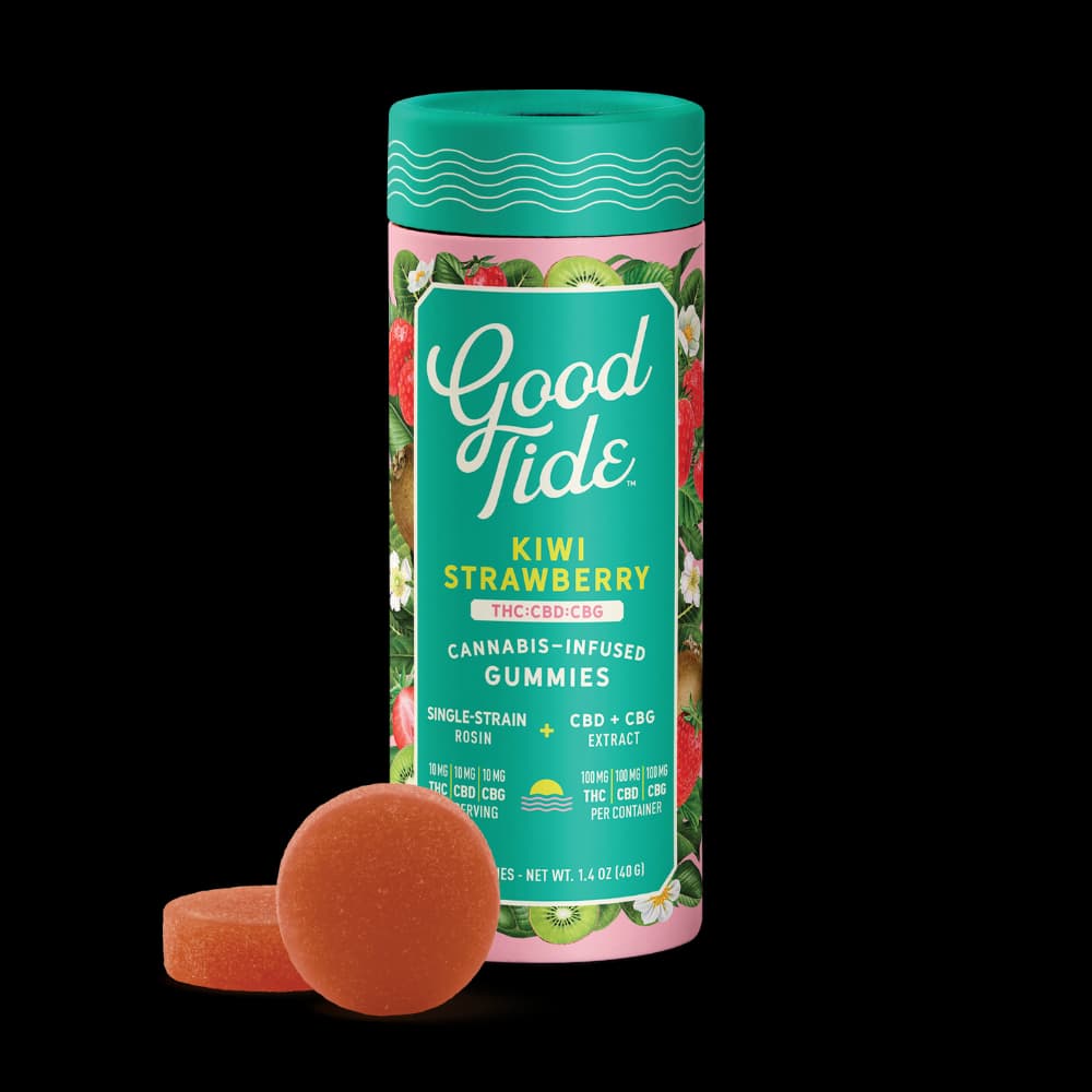 Good Tide | Kiwi Strawberry / Refreshing | 10mg Live 1:1:1 THC-CBD-CBG Rosin Gummies 10pk