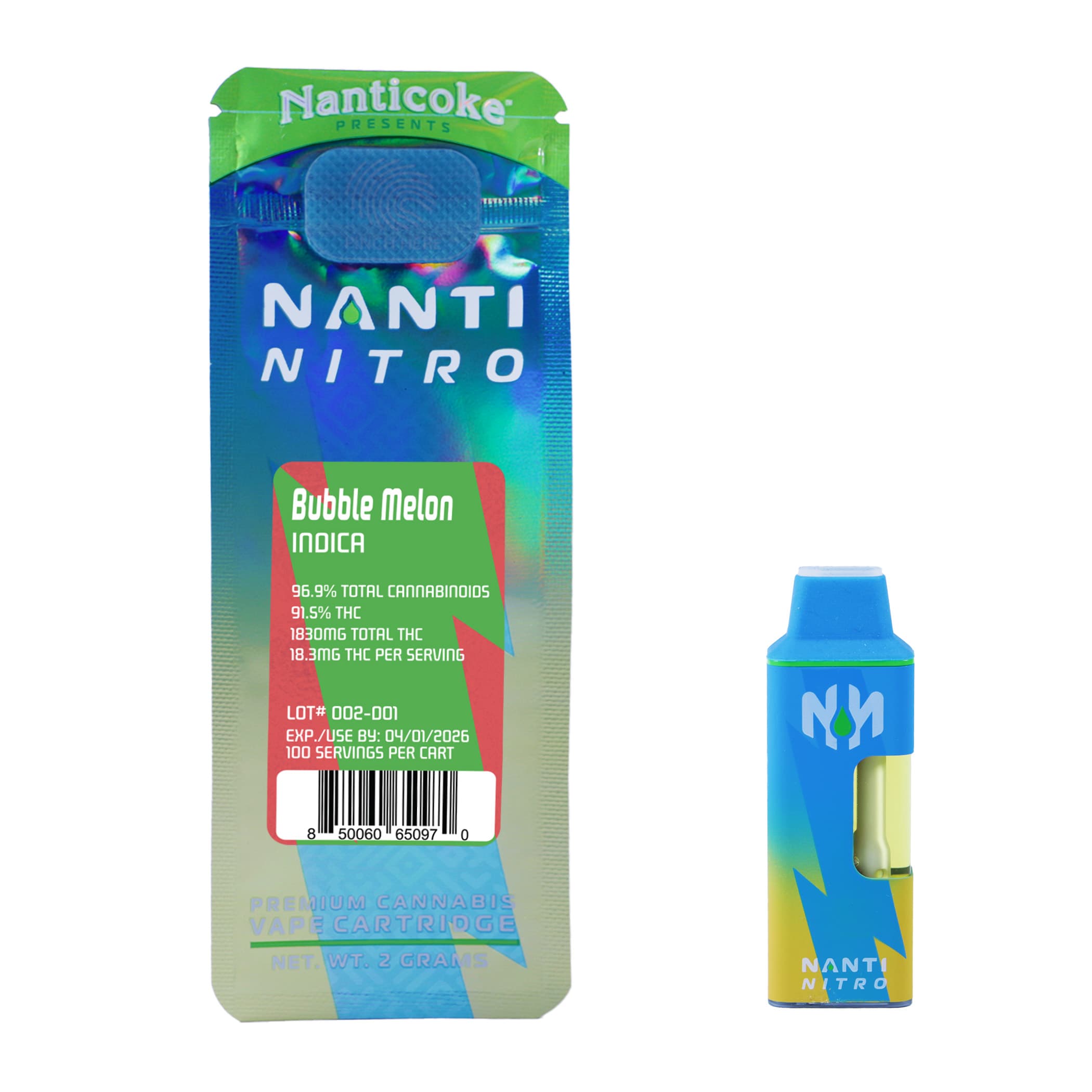 NANTI NITRO | Bubble Melon | 2g AIO Vape (Indica)