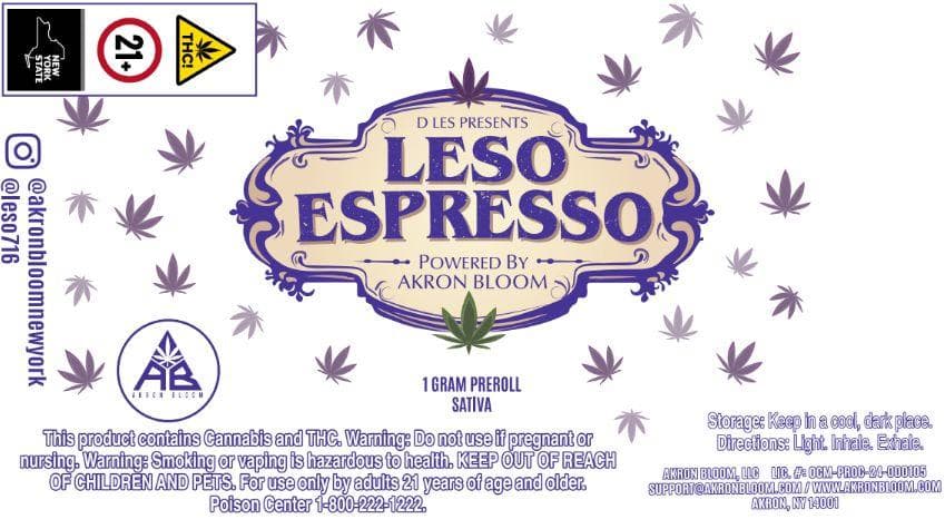 Akron Bloom | Leso Espresso | 1g Pre-roll (Sativa)