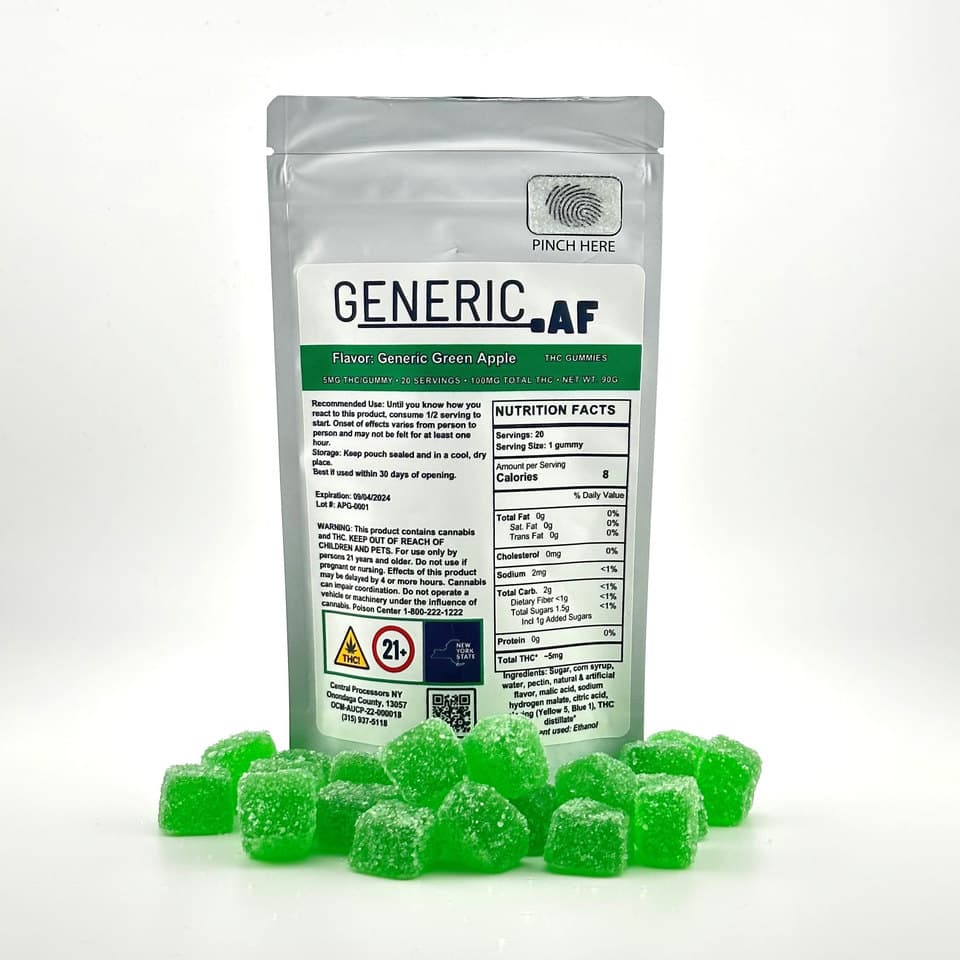 GENERIC AF | Green Apple | 100mg 20pk Gummies