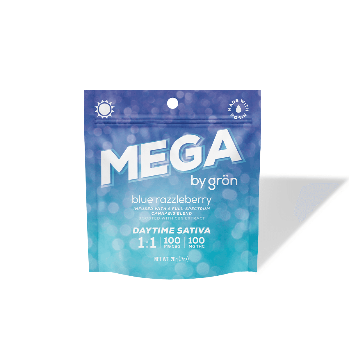 Pearls | Blue Razzleberry  Mega | 1:1 CBG\THC 100mg Gummy (Sativa)