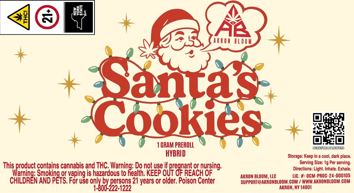 Akron Bloom | Santa's Cookies | 1g Pre-roll (Hybrid)