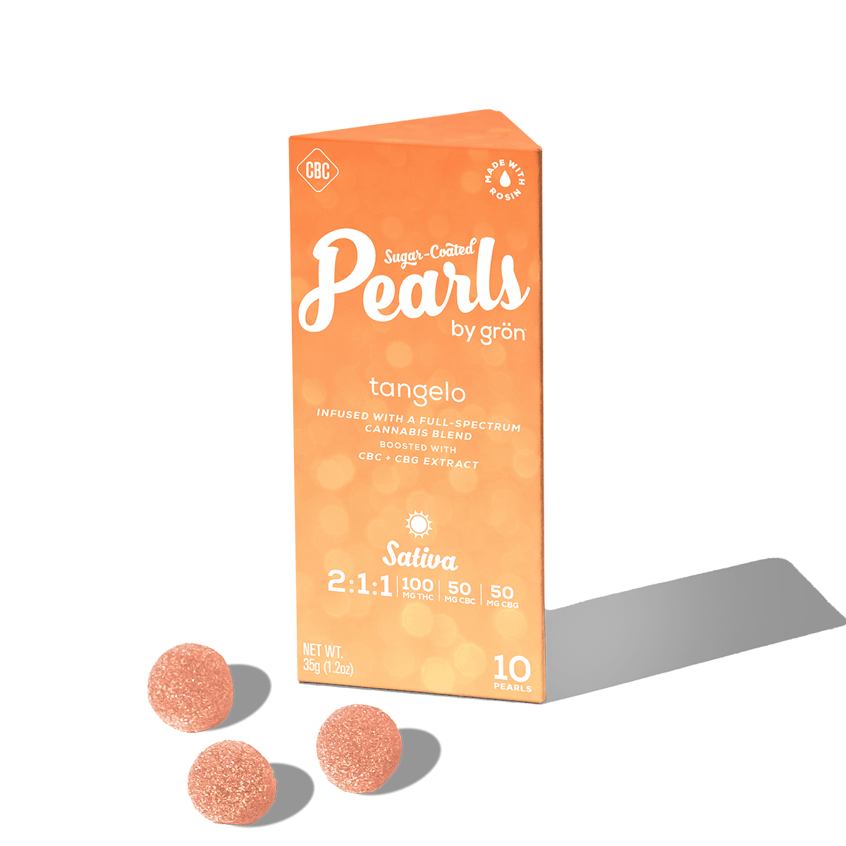 Pearls | Tangelo | 2:1:1 THC/CBG/CBC 100mg Gummies (Sativa)